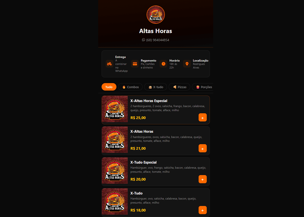 Catálogo Online para Lanches